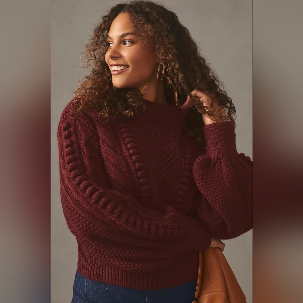 Anthropologie Knit Bobble Sweater